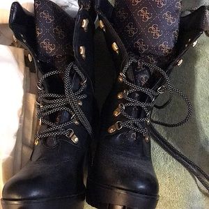 Black, Guess women’s heeled boots. Size 10.
